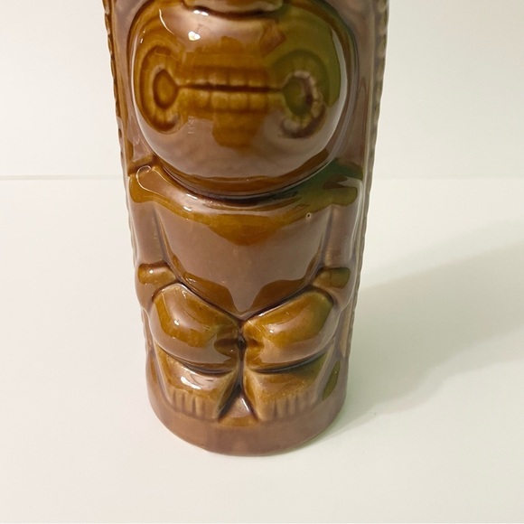 Tiki Brown Glaze Ceramic Barware Tall Mug Cup Vase Kahuna God DW114 - Picture 3 of 16